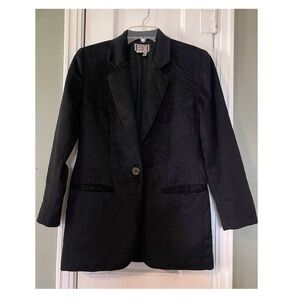 Henri Bendel Elegant Black Cashmere Women's One Button Blazer